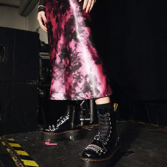 Dr. Martens Black Jadon Patent Chain Leather Platform Boots - Picture 13 of 14
